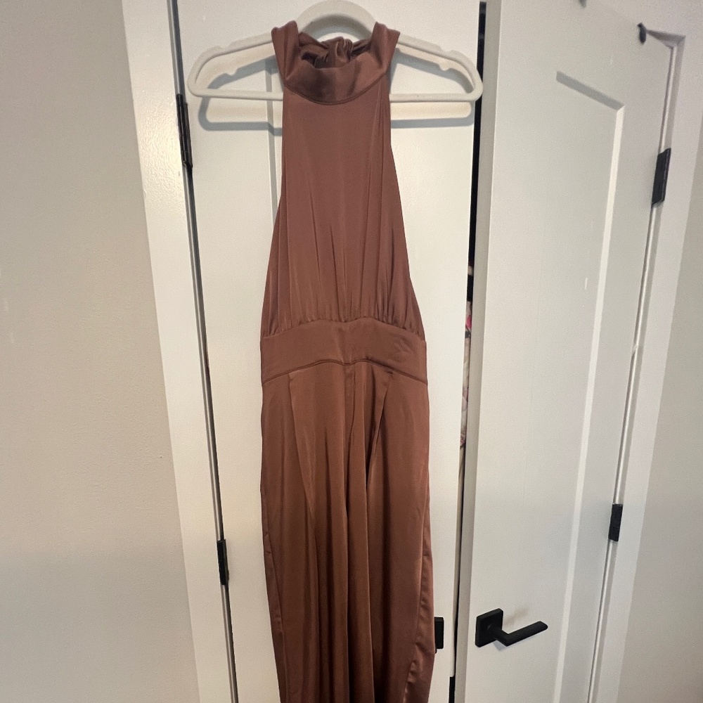 Kittenish silk pink jumpsuit